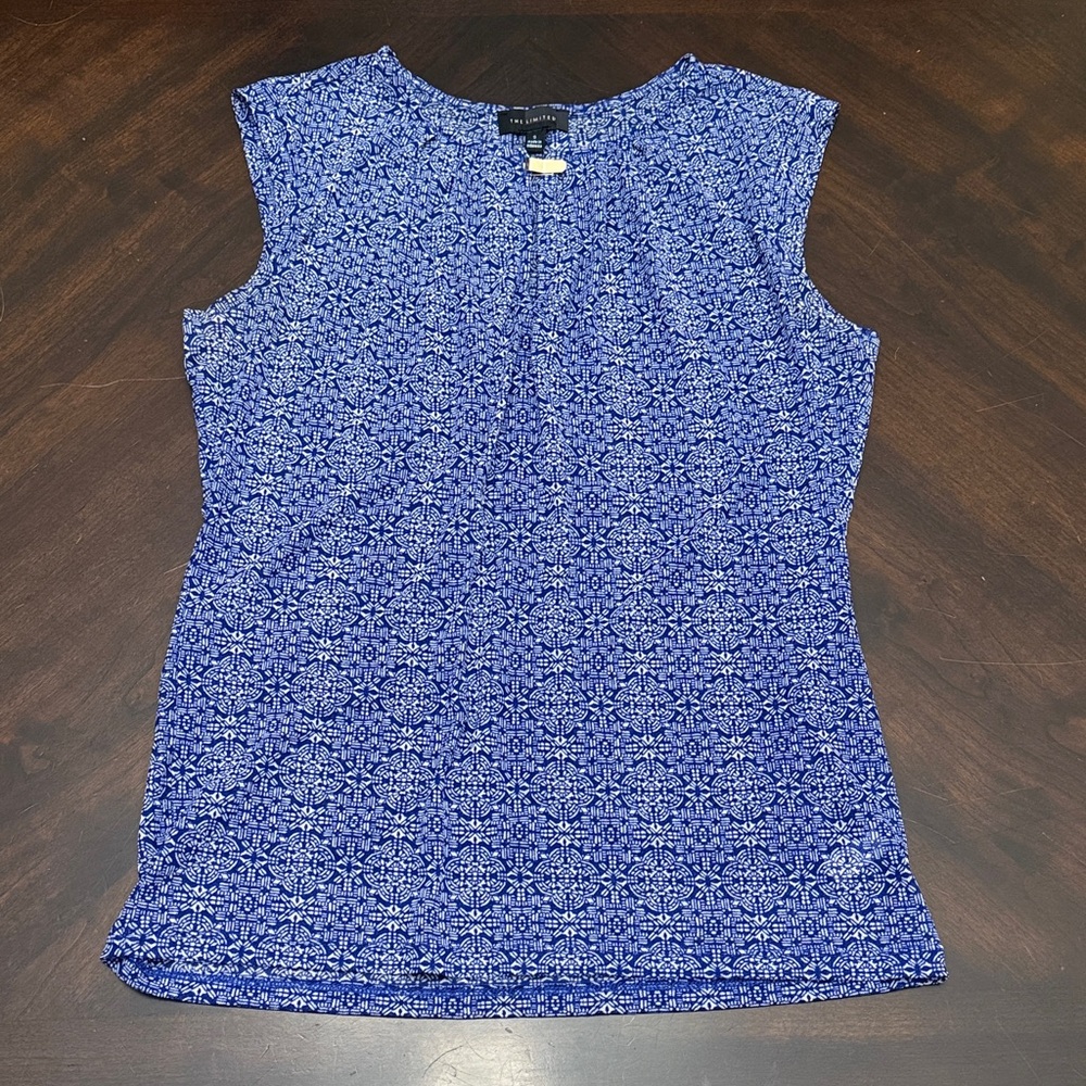 The Limited Blue Floral Sleeveless Blouse